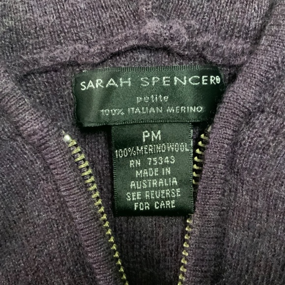 ☘️ W/S Sarah Spencer Merino 100% Italian Wool Full Zip Hoodie Cardigan - Picture 7 of 9
